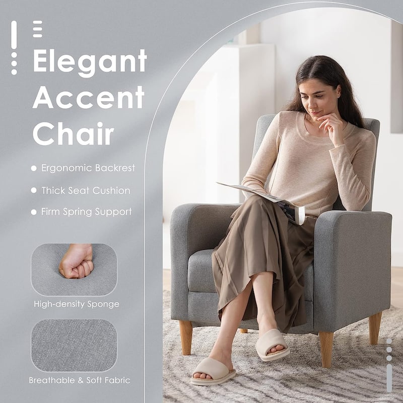 Fabric/Leather Modern Accent Chairs with Lounge Seat