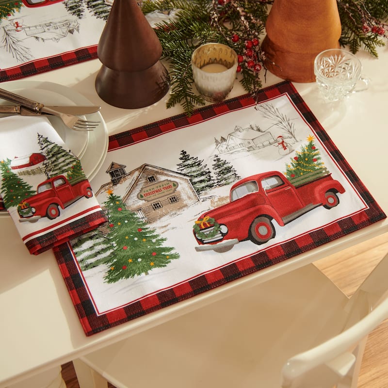 Vintage Christmas Tree Farm Holiday Placemat, Set of 4 - Set of 4
