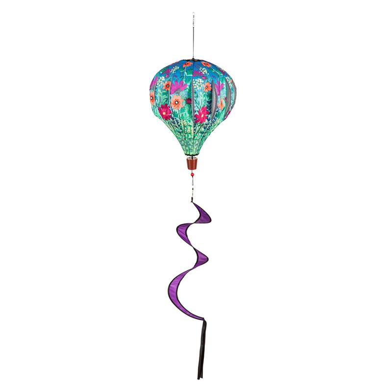 55 in. Wild Flowers Welcome Burlap Balloon Wind Spinner