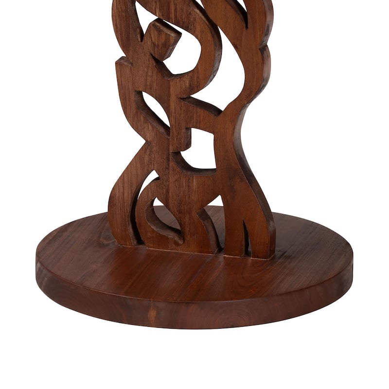 Donna Nightstand with Pedestal Base - Mahogany Wood Bedside Side Table with Round Tabletop