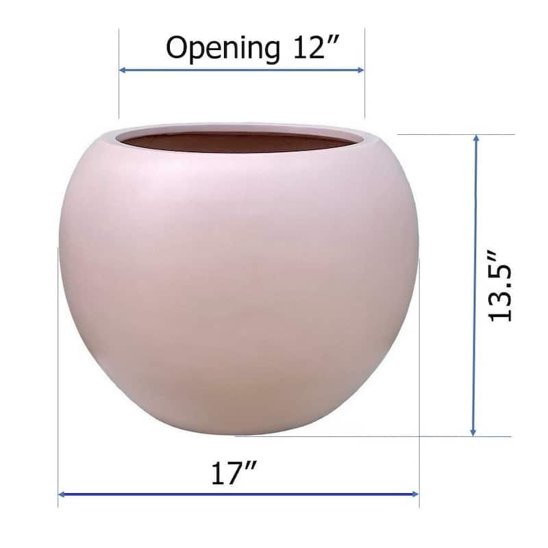 DreamPatio Riverside Fiberstone Modern Sphere Planter for Indoor/Outdoor - 17x17x13.5 - TerracottaPink