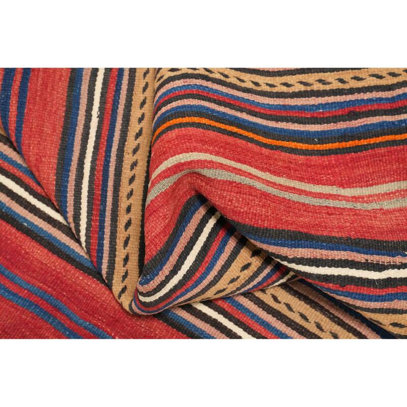 Hand Woven Oriental 100% Wool Carpet Southwestern Geometric Oranges & Rust Kilim Area Rug - 7' 11'' X 5' 2''