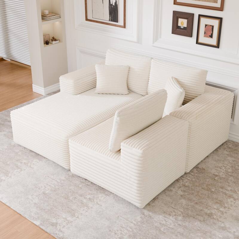 104" Modular Sectional Sofa with L-Shape Chaise Modern Upholstered Cloud Couches with Throw Pillows - 104 in.W x 23.6 in.H
