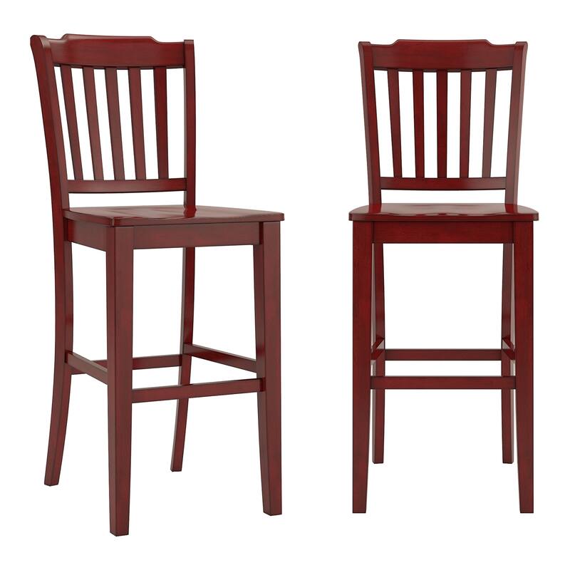 Ronda Slat Back Bar Height Chairs (Set of 2) - Berry Red