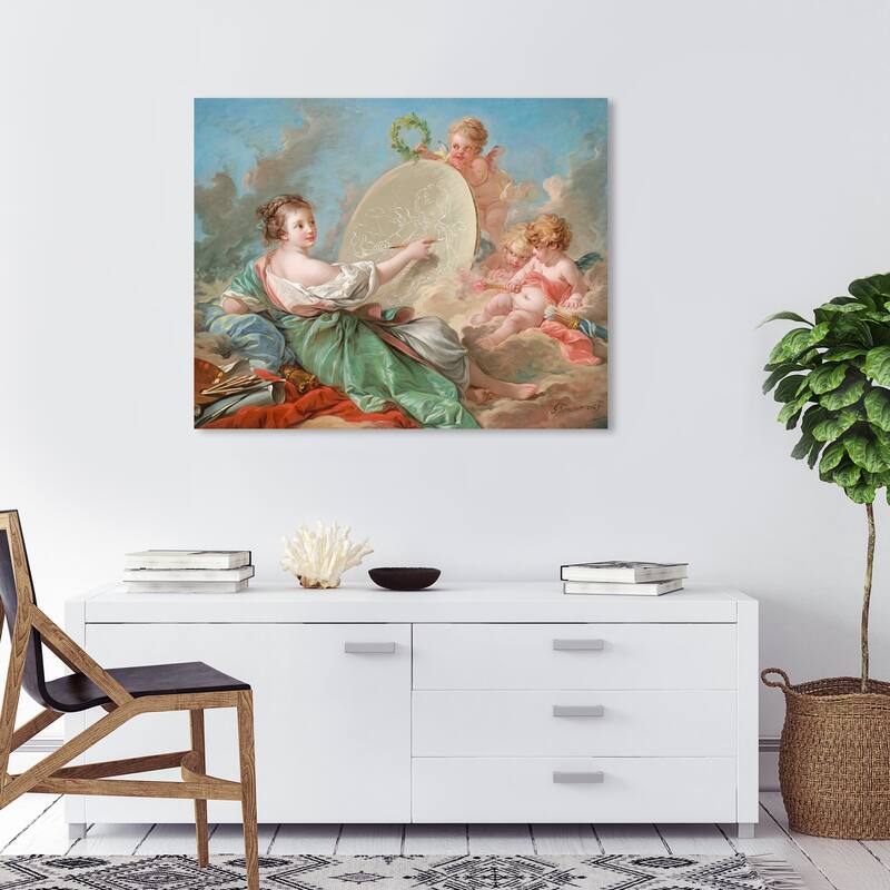 Wynwood Studio Canvas Classic Allegory of Painting by Francois Boucher Blue and Light Blue Traditional Wall Art Canvas Print - 30 x 36