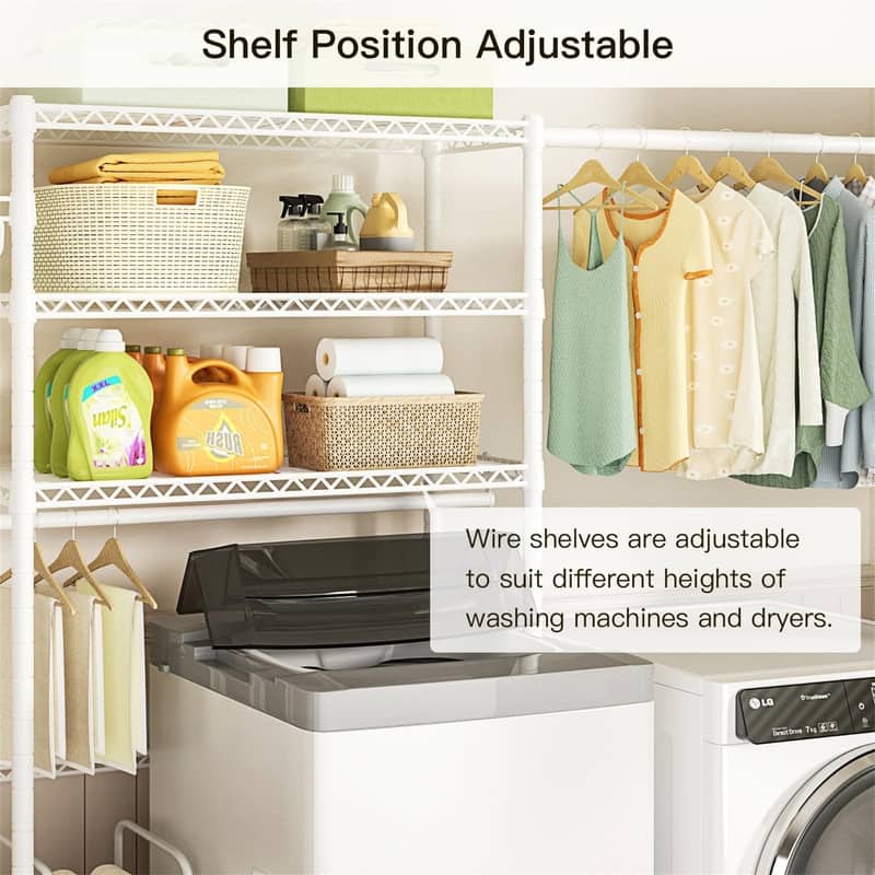 Over Washer and Dryer Storage Shelf - 13.4"D x 77.9"W x 77.5"H
