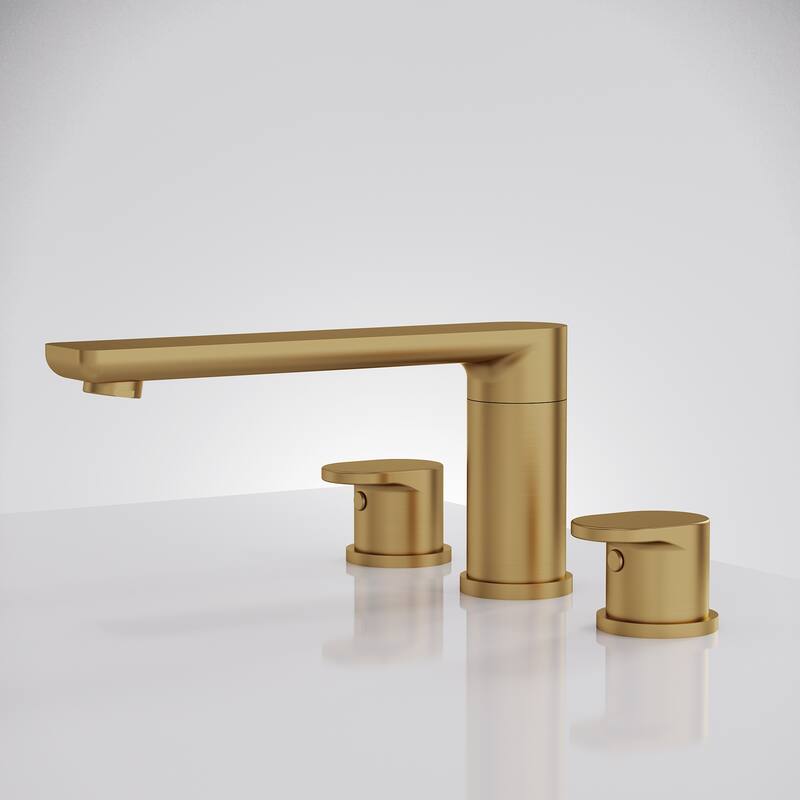 Modern Deck-Mount 2-Handle 360° Rotatable Bathtub Faucet Widespread 3 Hole Tub Filler - Yellow