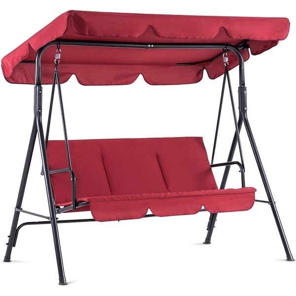 MCombo 3 Person Patio Swing Chair Adjustable Canopy Hanging Swing