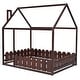 preview thumbnail 3 of 22, Espresso Full Size Wood House Bed Frame with Fence, No Slats Included