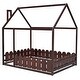 preview thumbnail 3 of 12, Full Size Wooden House Bed Frame with Roof and Fence, Sturdy Pine Construction for Kids and Teens, Slats Not Included