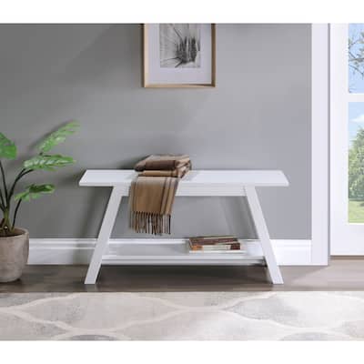 Solid Wood Bench with Shelf, 36.10-Inch Long