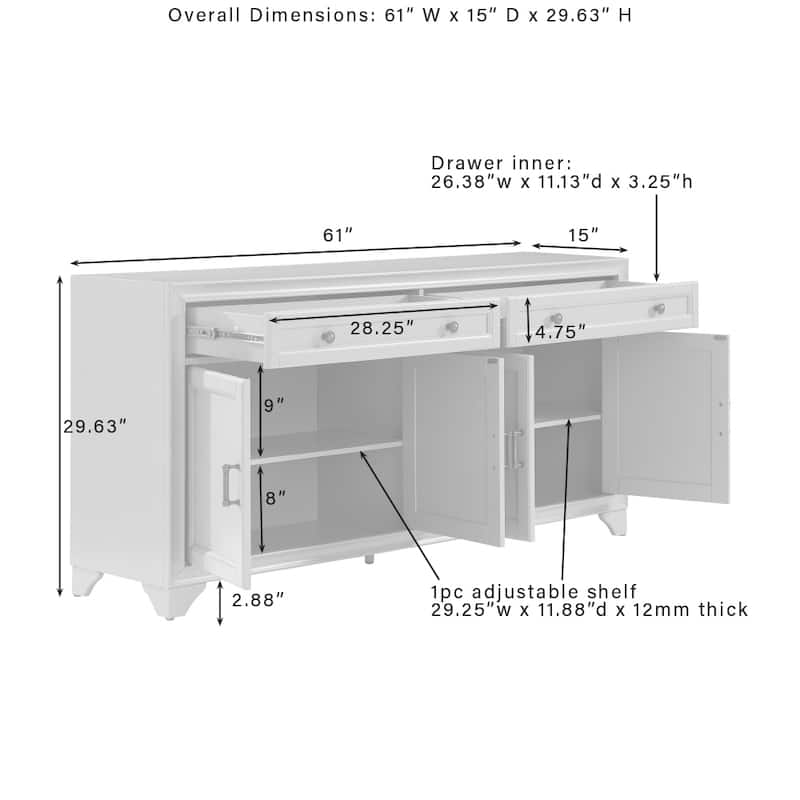 Crosley Tara 3Pc Sideboard And Pantry Set - 15"x108.5"x67.75"
