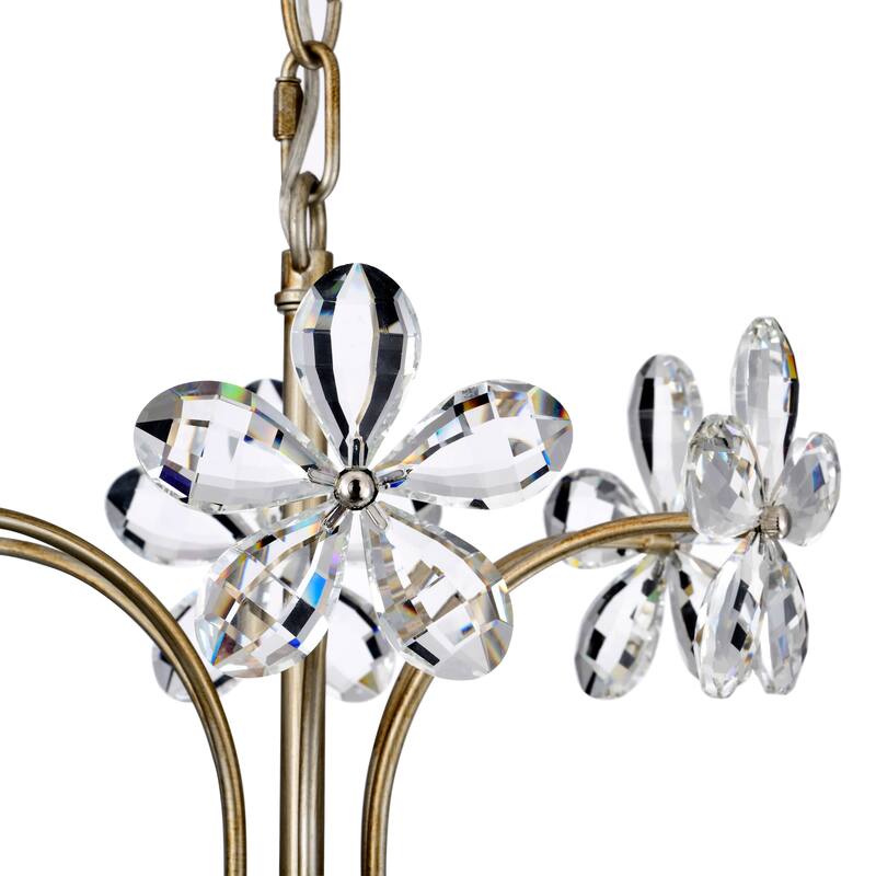 Rosa 6-Light Brushed Silver-ish Champagne Flower Crystal Chandelier