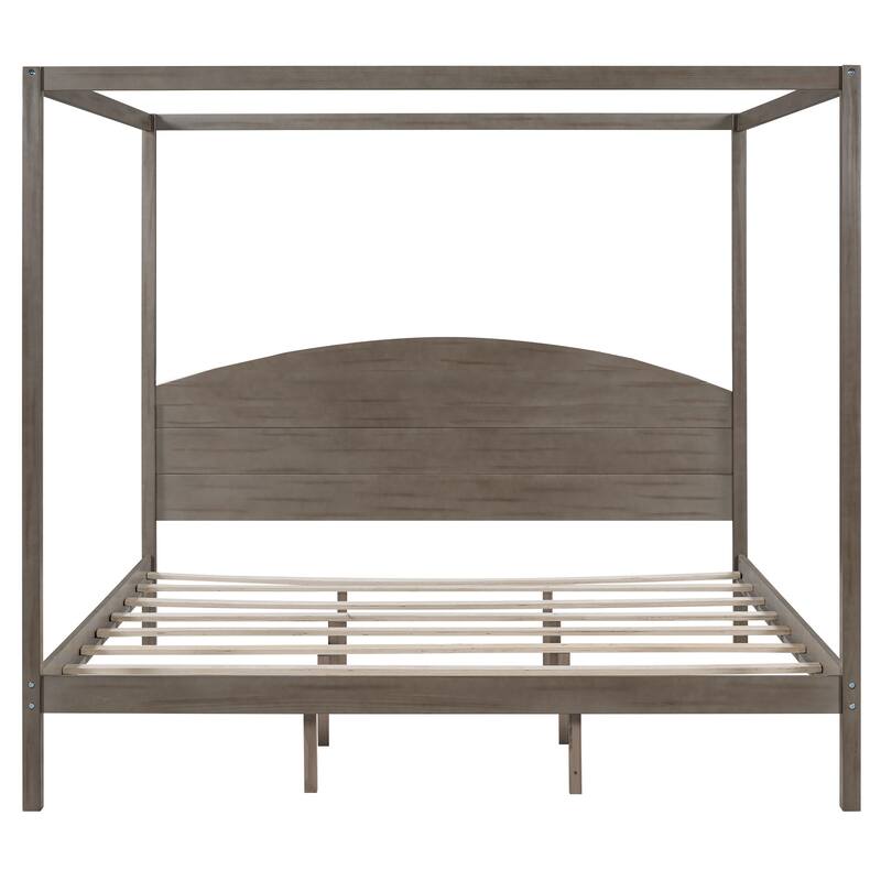 Roomfitters King Size Canopy Platform Bed with Headboard, Support Legs and Modern Frame