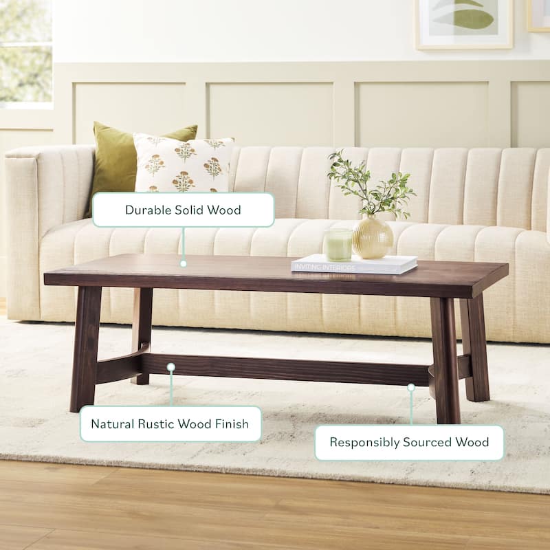 Walker Edison Modern Farmhouse Solid Wood Rectangle Coffee Table