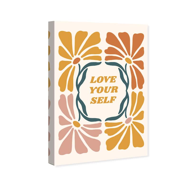 Wynwood Studio Canvas Typography and Quotes Love Yourself Ochre Gold Gold and Modern & Contemporary Wall Art Canvas Print