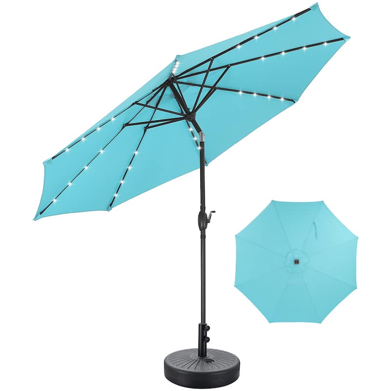 Autlaycil 10ft Solar LED lights Outdoor Patio Umbrella With Base