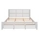 preview thumbnail 8 of 7, King Size Platform Bed with Horizontal Strip Hollow Shape and Head&Foot Board