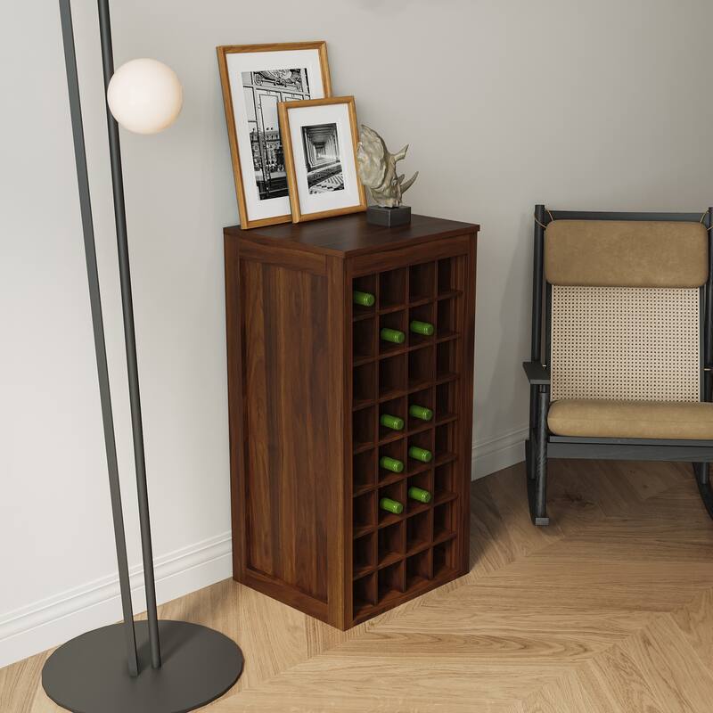GDF Studio - Centennial Modern 35.43" Tall Modular Wine Bar Buffet Cabinet Storage - 32-Walnut