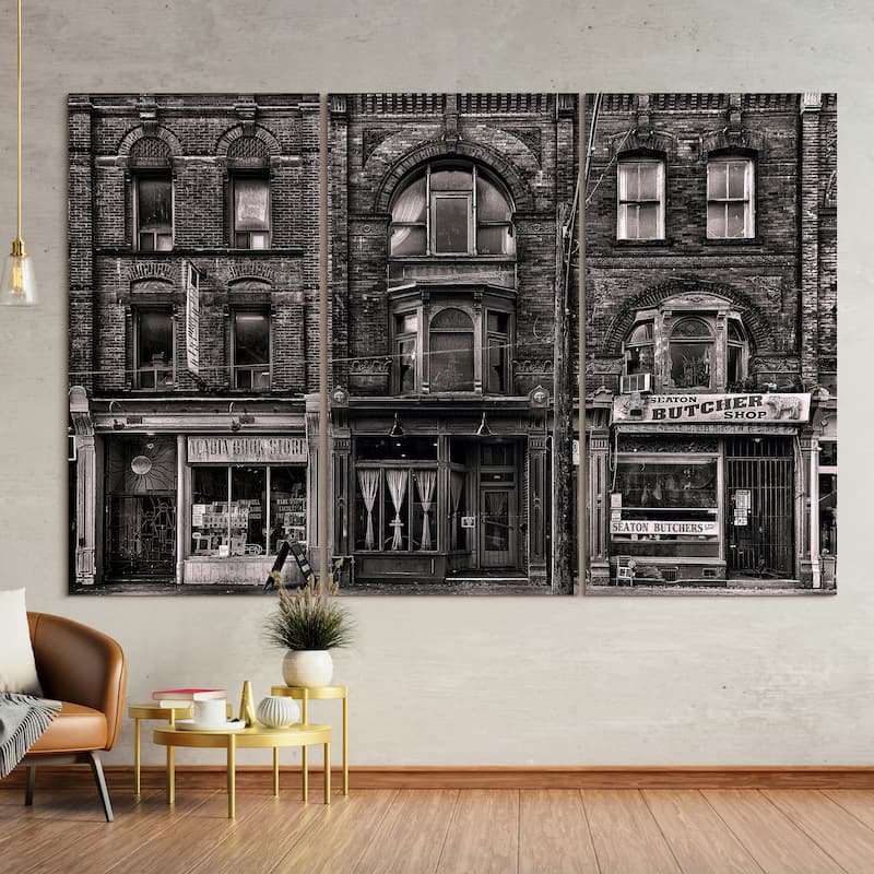 Empire Art Direct Historic Brownstone Trio Printed Tempered Glass Wall Art