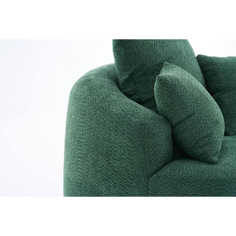 Oversized Swivel Round Barrel Chair, Ergonomic Single Sofa Chair, Upholstered Accent Chair with 3 Removable Pillows