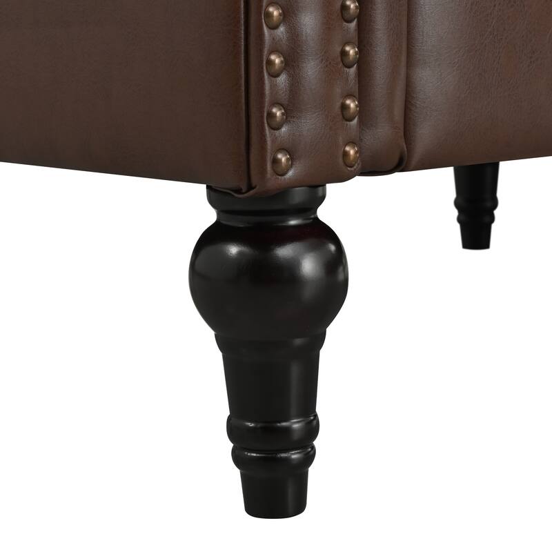 Sectional Sofa Couch for Living Room, L Shaped Reversible Modern Chesterfield Sofa with Rolled Arms and Nailhead