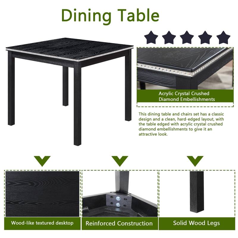 5-piece Wood Dining Counter Height Table and Chair Set