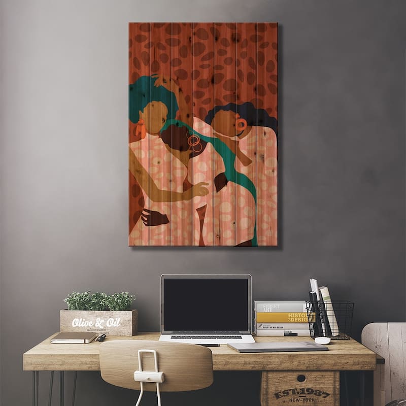 Lean On Me Print On Wood by Reyna Noriega - Multi-Color