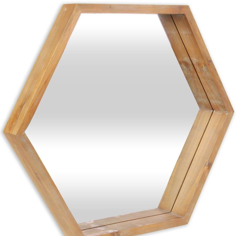 HomeRoots 21" Brown Hexagon Wood Framed Accent Mirror