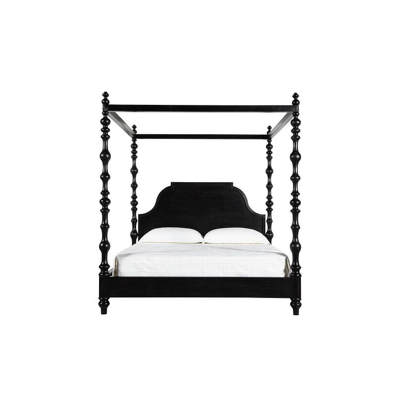 Furniture Classics Paul Black Mahogany Four Poster King Bed Turned Legs