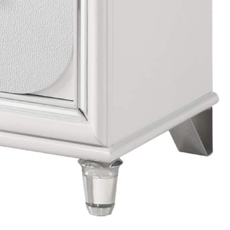 Rara 51 Inch Tall Dresser Chest, 5 Drawer, Mirror Trim, Acrylic, White