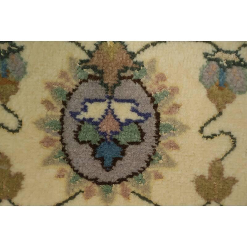 Hand Knotted Oriental 100% Wool Carpet Traditional All-Over Beige & Ivories Tabriz Area Rug - 9' 9'' X 6' 3''