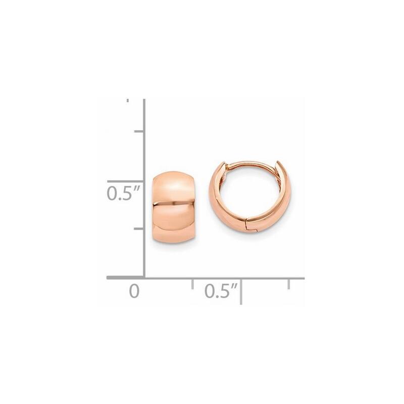 Curata 14k Rose Gold Solid Polished Hinged Wide Huggies Hoop Earrings 11x7mm