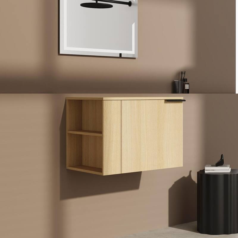 BNK 24"/48" Single Sink Bathroom Vanity with Soft Close Door and Shelf, Modern Floating Vanity