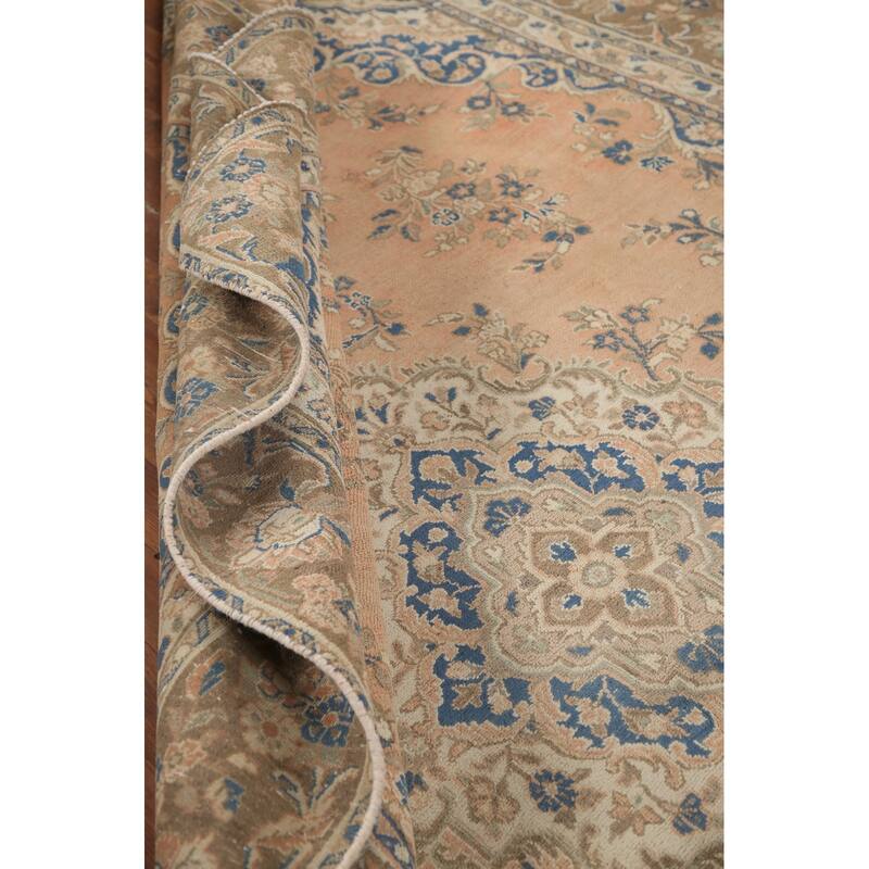 Hand Knotted Oriental 100% Wool Carpet Traditional Floral Peach Hamedan Area Rug - 11' 0'' X 7' 10''