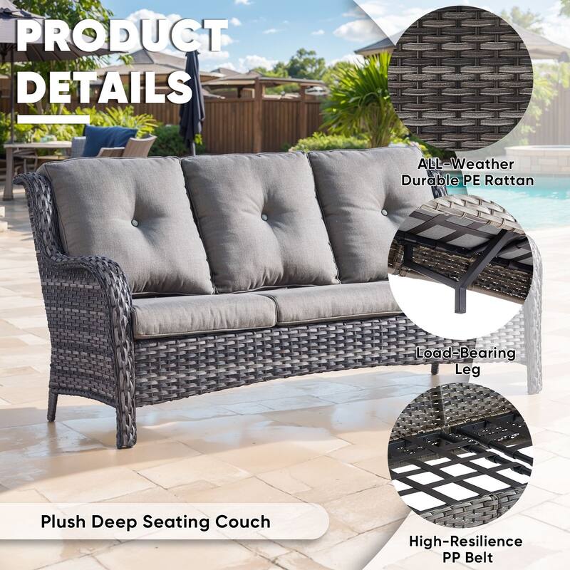 Outdoor Patio Sofa & All-Weather Rattan Sofa