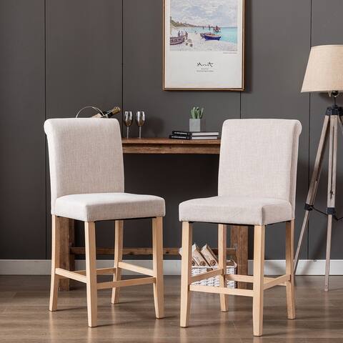 Diningroom Chairs, Bar Stools with Solid Wood Legs, Set of 2