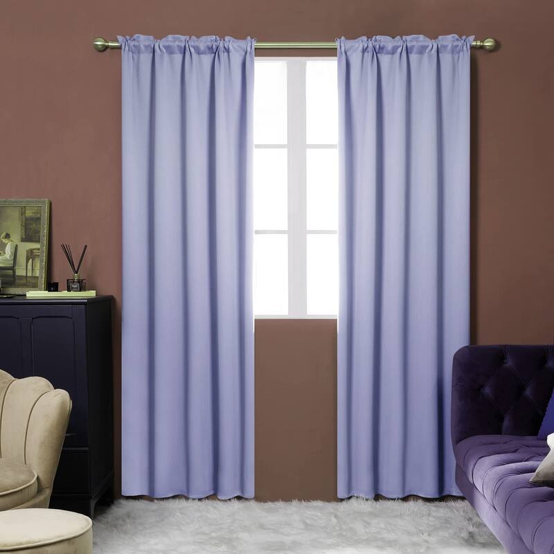 Deconovo Solid Rod Pocket Curtain Panel Pair, Set of 4 Panels - 38x84 Inch - Light Purple
