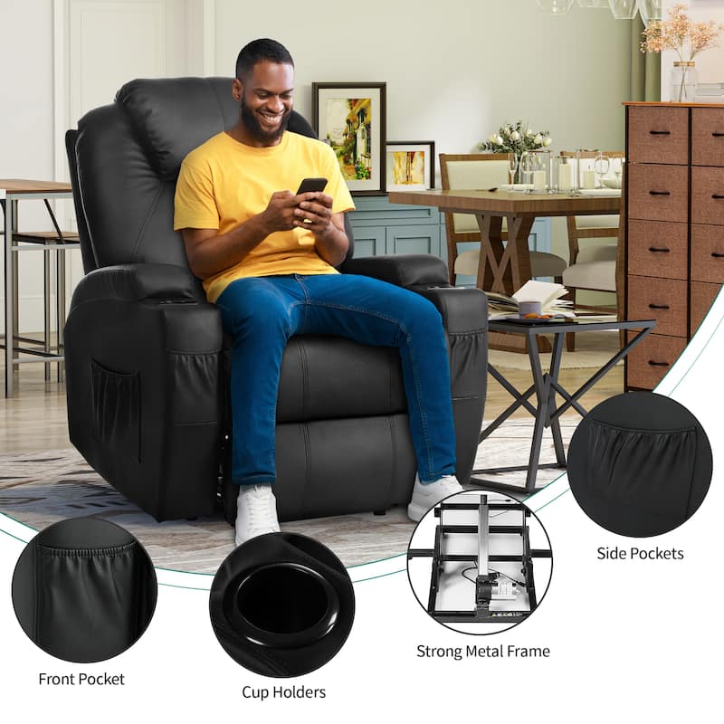 Modern PU Power Lift Recliner Sofa with Massage Chair