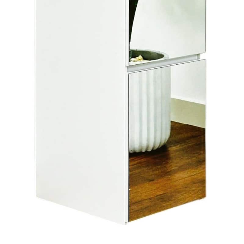 Ely Slim Closet Cabinet w Mirror, 1 Drawer, 71 Inch, White Melamine