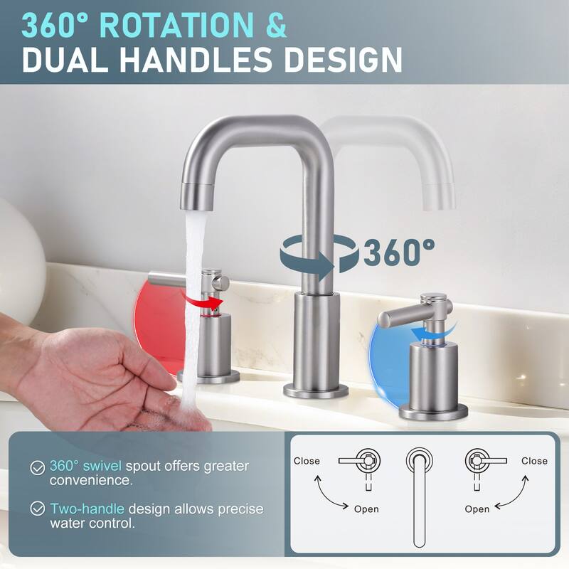 WOWOW 8 in. Widespread Double Handle Bathroom Faucet