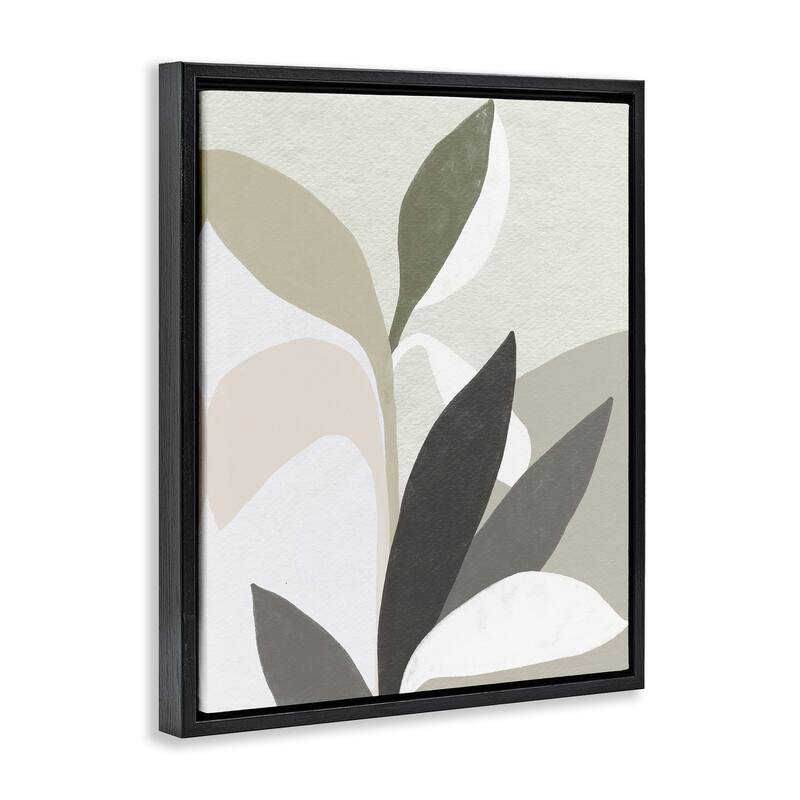 Stupell Organic Soft Leaf Shapes Framed Floater Canvas Wall Art Design By June Erica Vess