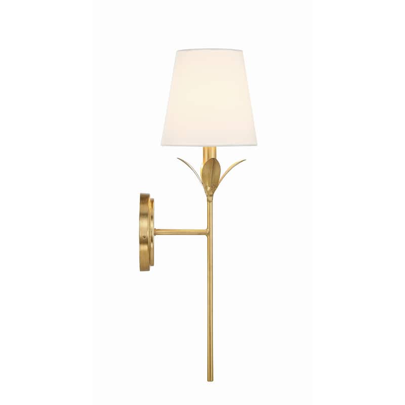 Broche 1 Light Antique Gold Wall Mount - 6"W x 21"H x 7.25"D