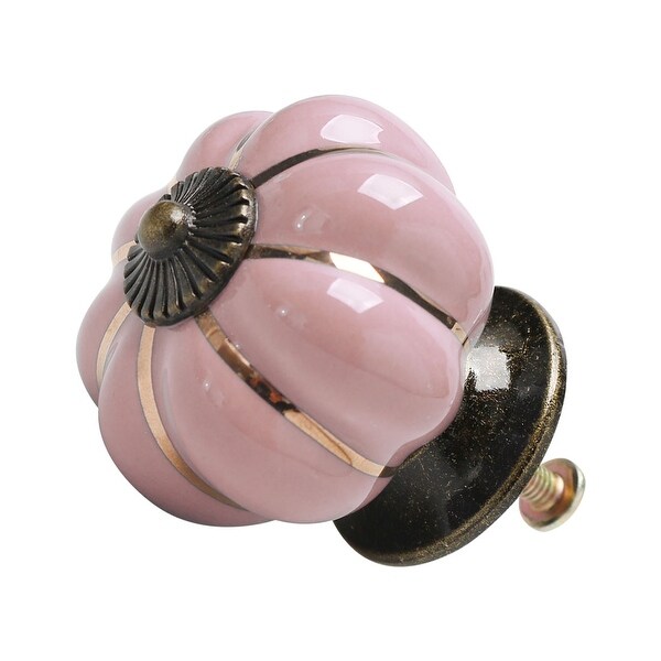 Ceramic Knobs Vintage Knob Drawer Pumpkin Shaped Pull Handle Furniture Door Cabinet Cupboard Wardrobe Dresser Decorative Pink
