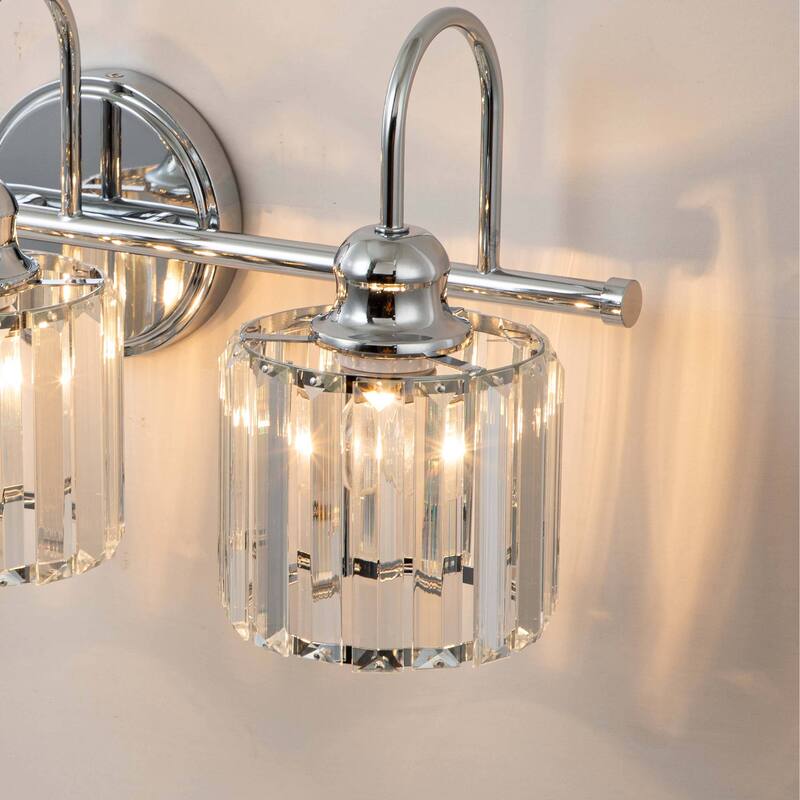 3 - Light Modern Glam Crystal Bathroom Vanity Light Wall Sconce