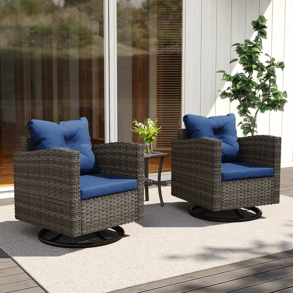 Rattan Rectangular Swivel Cushioned Conversation Set