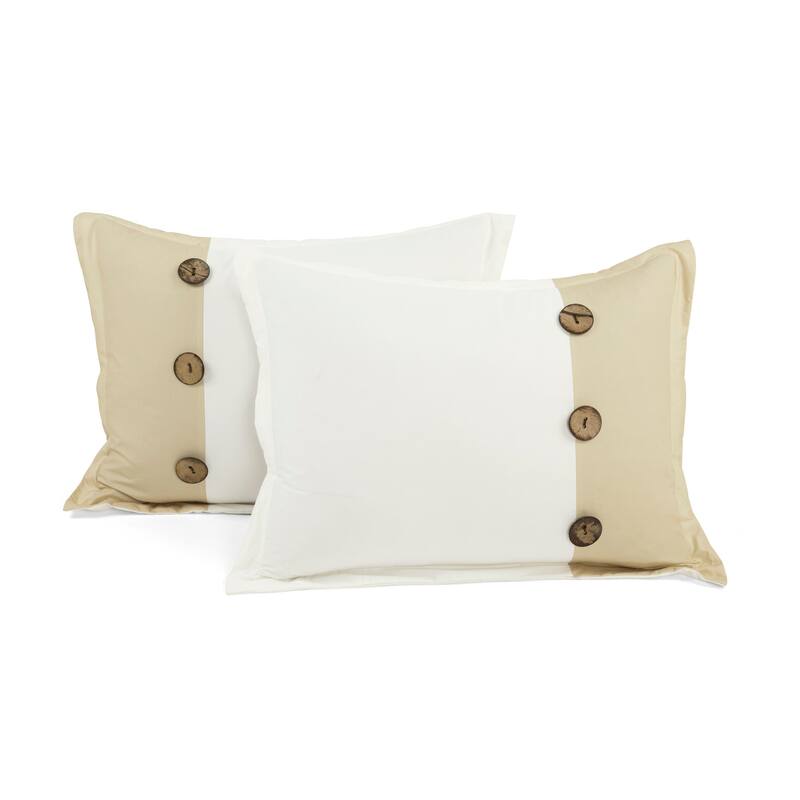 Lush Decor Linen Button Cotton Blend Comforter 5 Piece Set