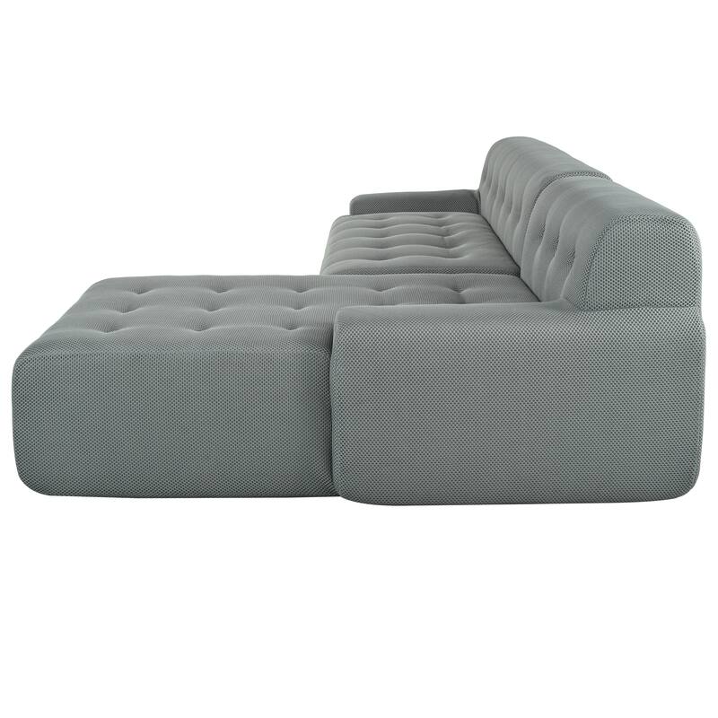 107" Polyester Mesh L-Shape Modular Sectional Sofa with Deep Seating and Pocket Spring Cushions