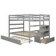 preview thumbnail 14 of 16, Full over Full Bunk Bed with Twin Trundle, Drawer, Stairs with Storage, and Safety Measures
