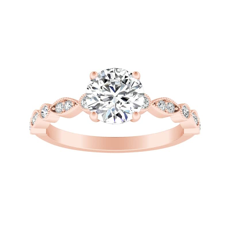 Auriya 14k Gold Vintage 3/4ct Round Moissanite Engagement Ring